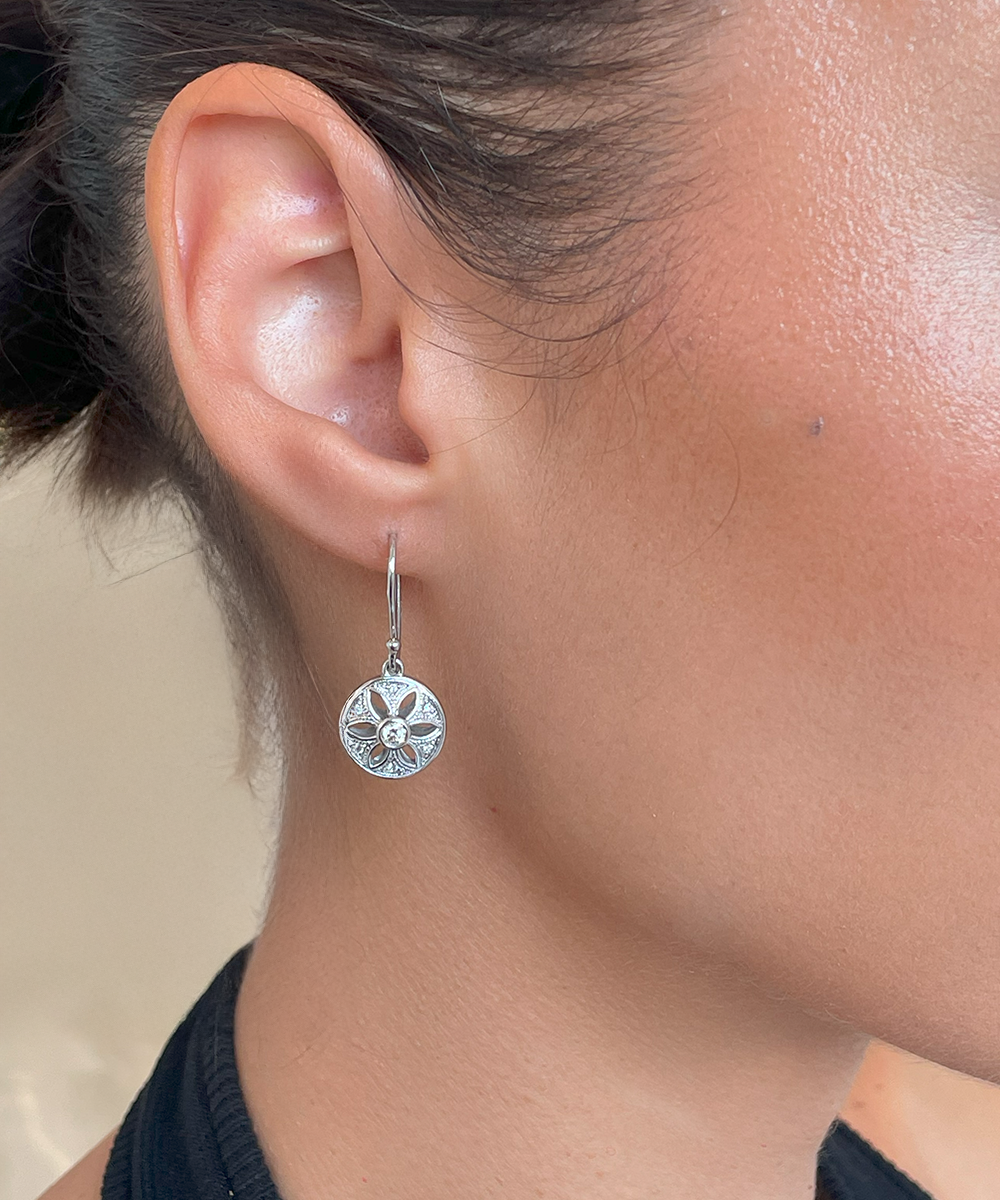 Floral Diamond Drop Earrings