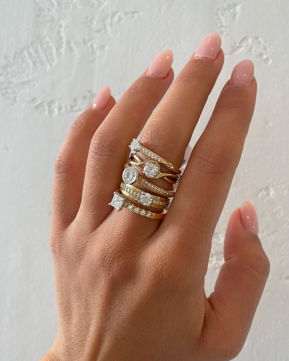 Two Tone Round Bezel Diamond Ring