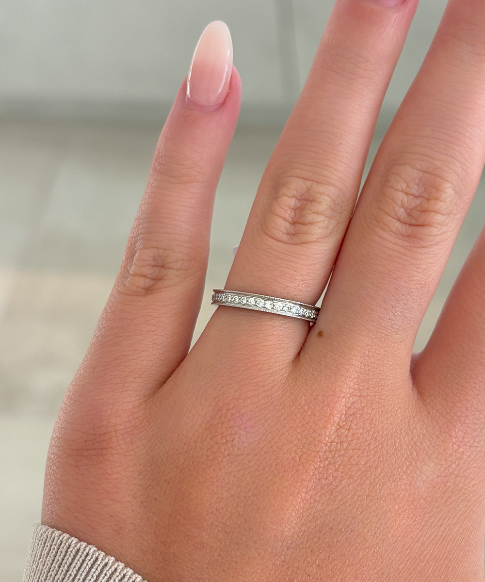 Bead Set Diamond Band in Platinum