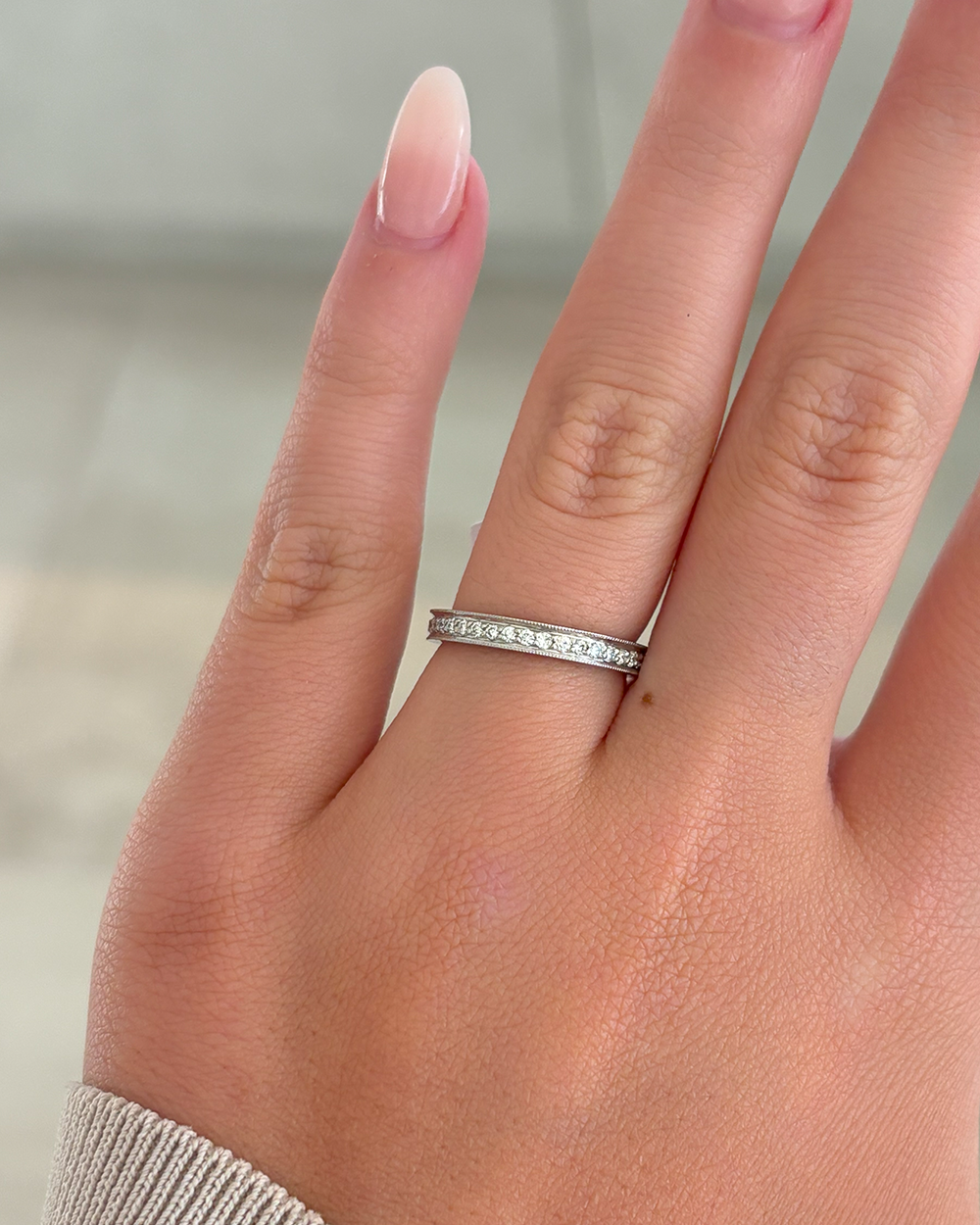 Bead Set Diamond Band in Platinum
