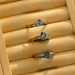 Ceylon Sapphire & Diamond Sunburst Ring