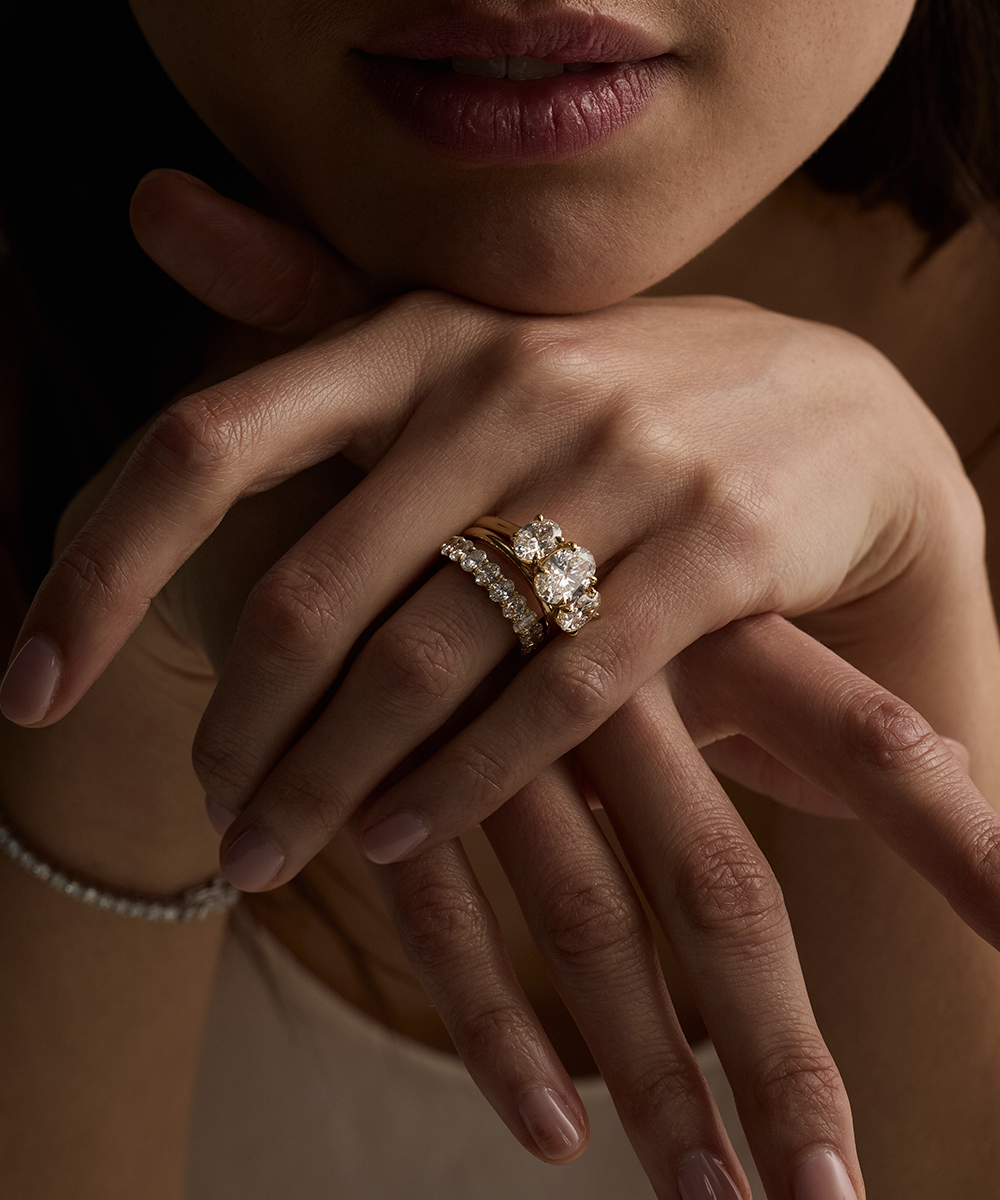 Stella 2.01ct Oval Diamond Trilogy Ring