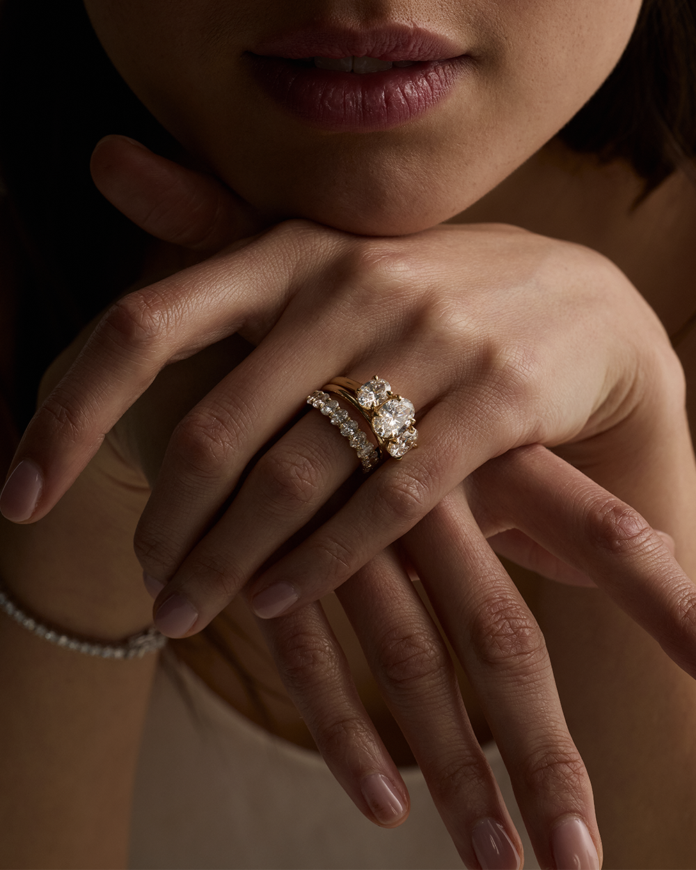 Stella 2.01ct Oval Diamond Trilogy Ring