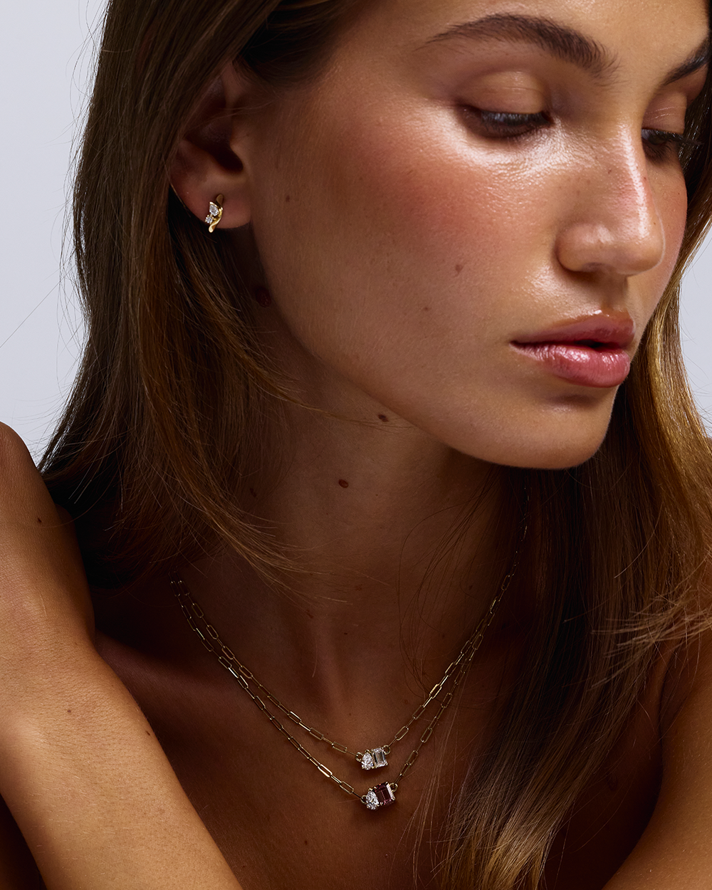 Bridget Diamond Toi et Moi Necklace - Pink Tourmaline classajewellers