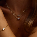 Bridget Diamond Toi et Moi Necklace - Pink Tourmaline classajewellers