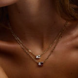 Bridget Diamond Toi et Moi Necklace - Pink Tourmaline classajewellers