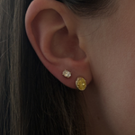 Cleo Oval Yellow Diamond Huggies Earrings