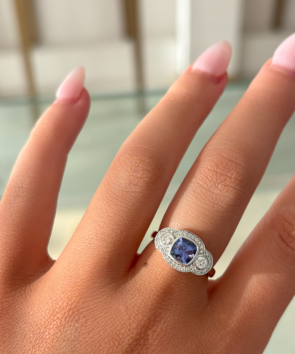 Tanzanite & Diamond Trilogy Ring