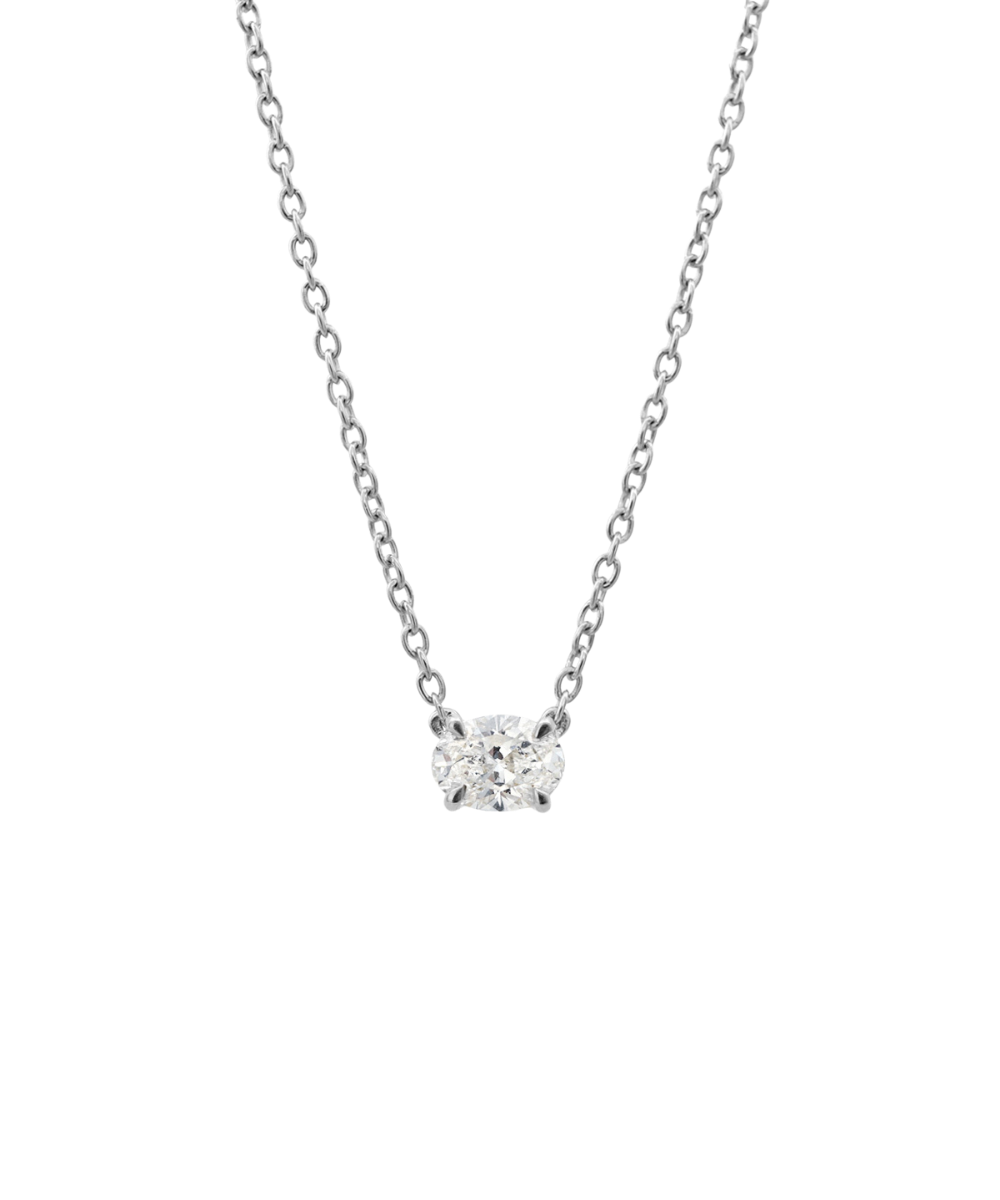 East-West Oval Solitaire Diamond Necklace classajewellers