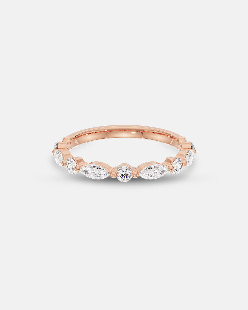 Eloise Round and Marquise Diamond Band Rose Gold
