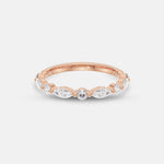 Eloise Round and Marquise Diamond Band Rose Gold