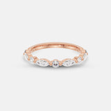Eloise Round and Marquise Diamond Band Rose Gold