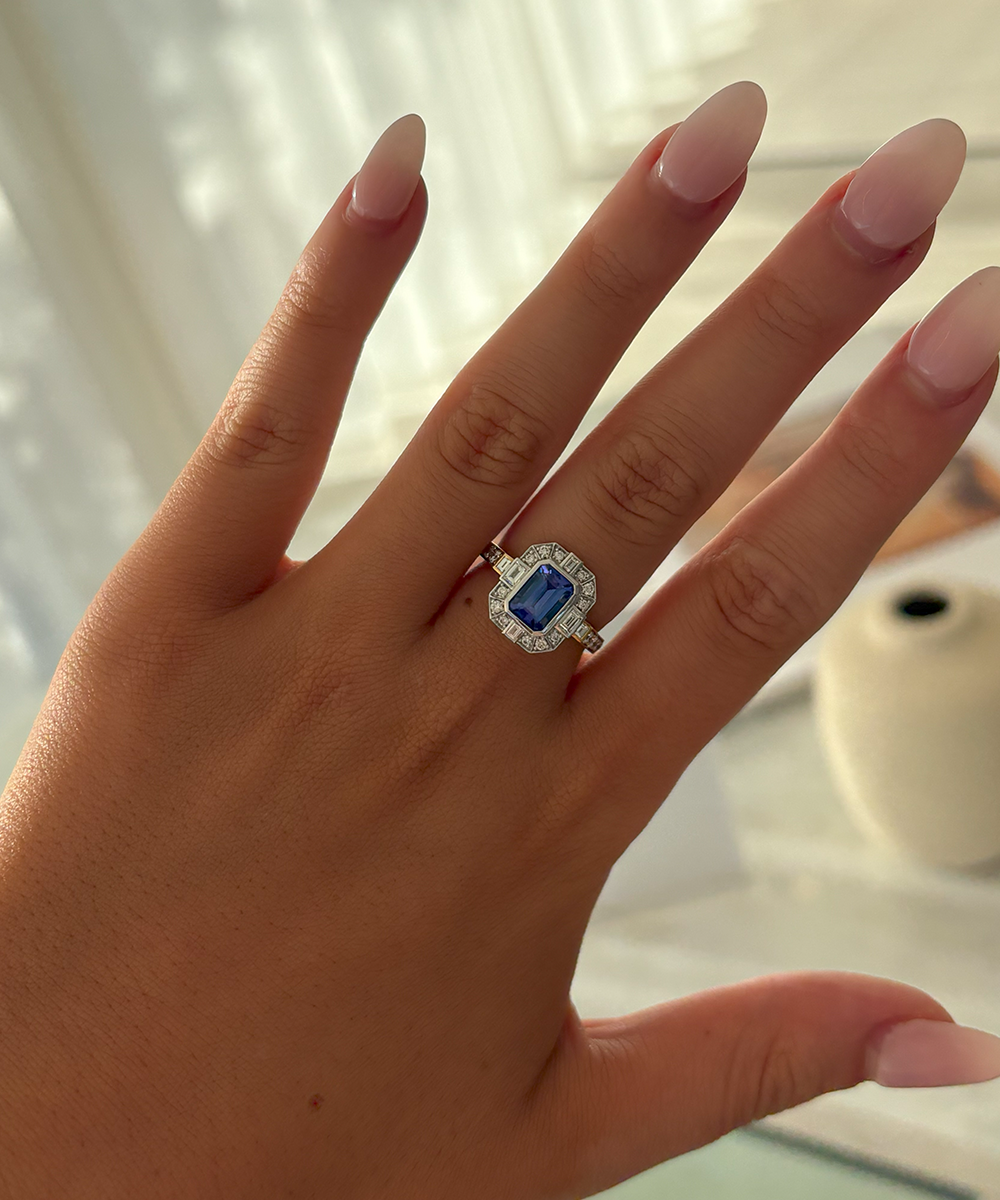Tanzanite & Diamond Baguette Ring
