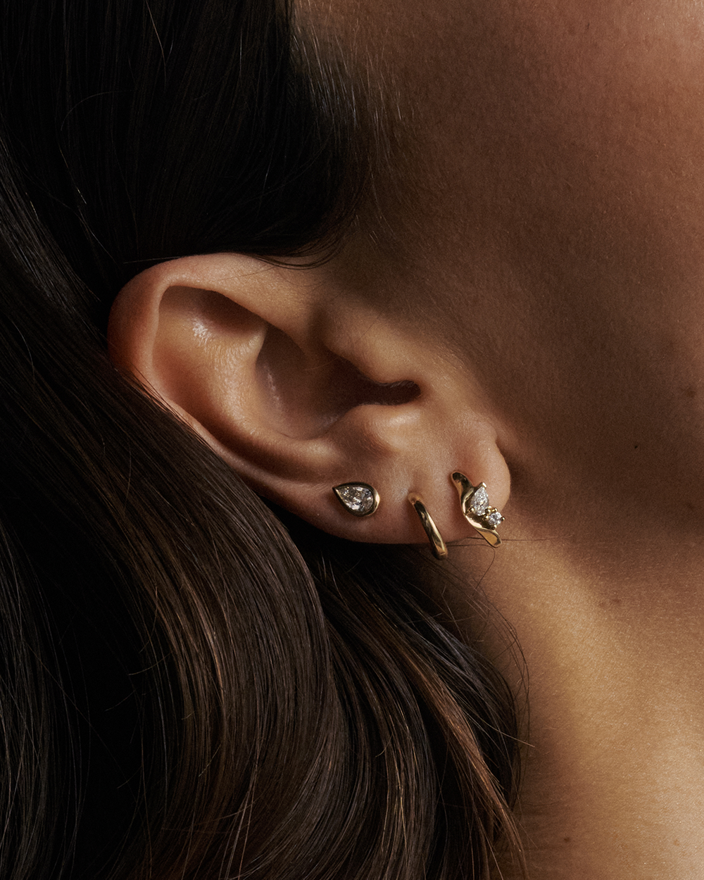 Pear Diamond Earrings - Bezel