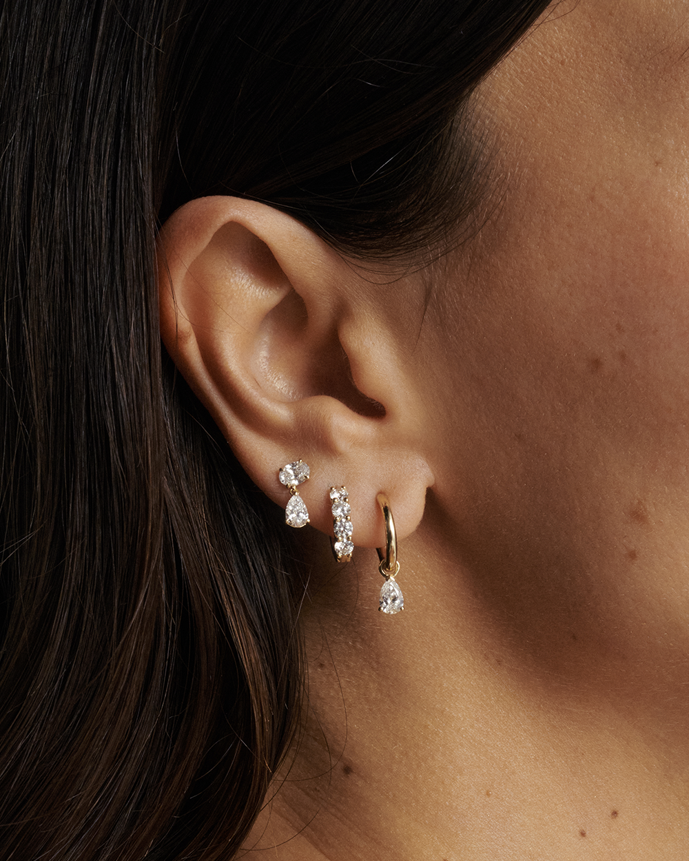 Luna Oval and Pear Diamond Drop Earrings