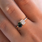 Green Sapphire & Lab Grown Diamond Toi et Moi Ring