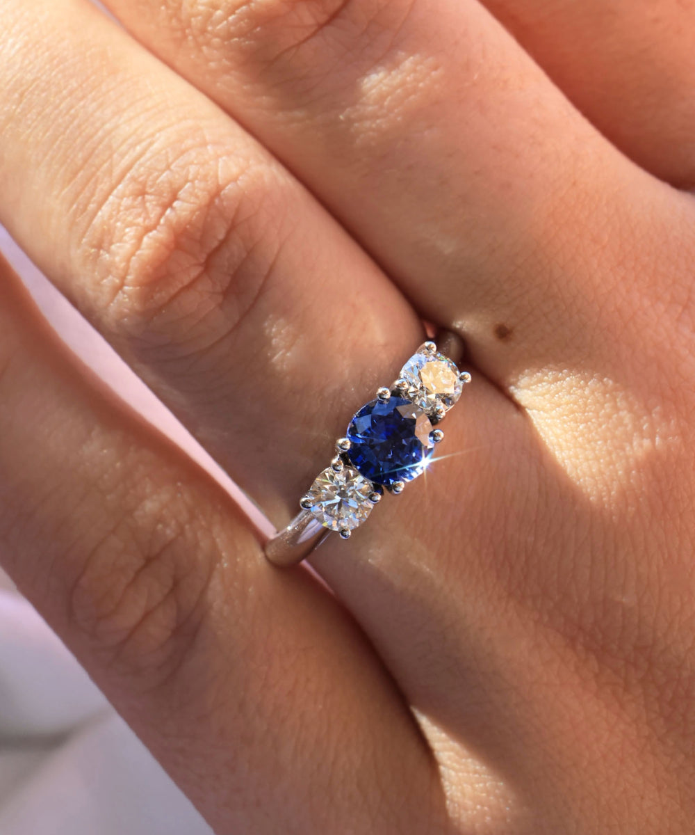 Sapphire & Diamond Trilogy Ring