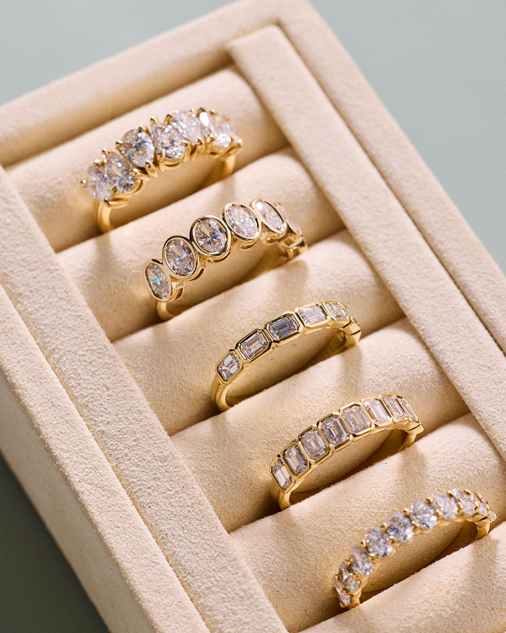 Nina East-West Emerald Bezel Diamond Ring