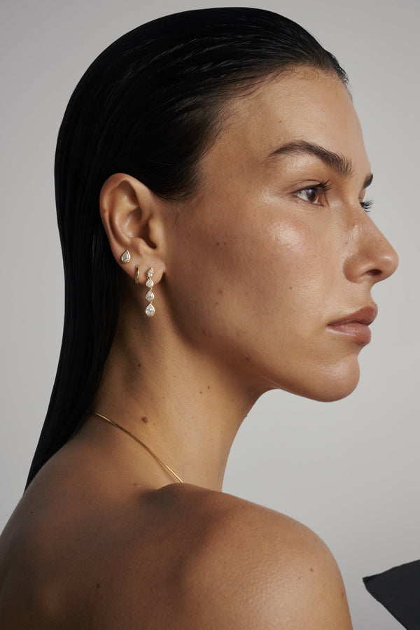 Pear Diamond Earrings - Bezel
