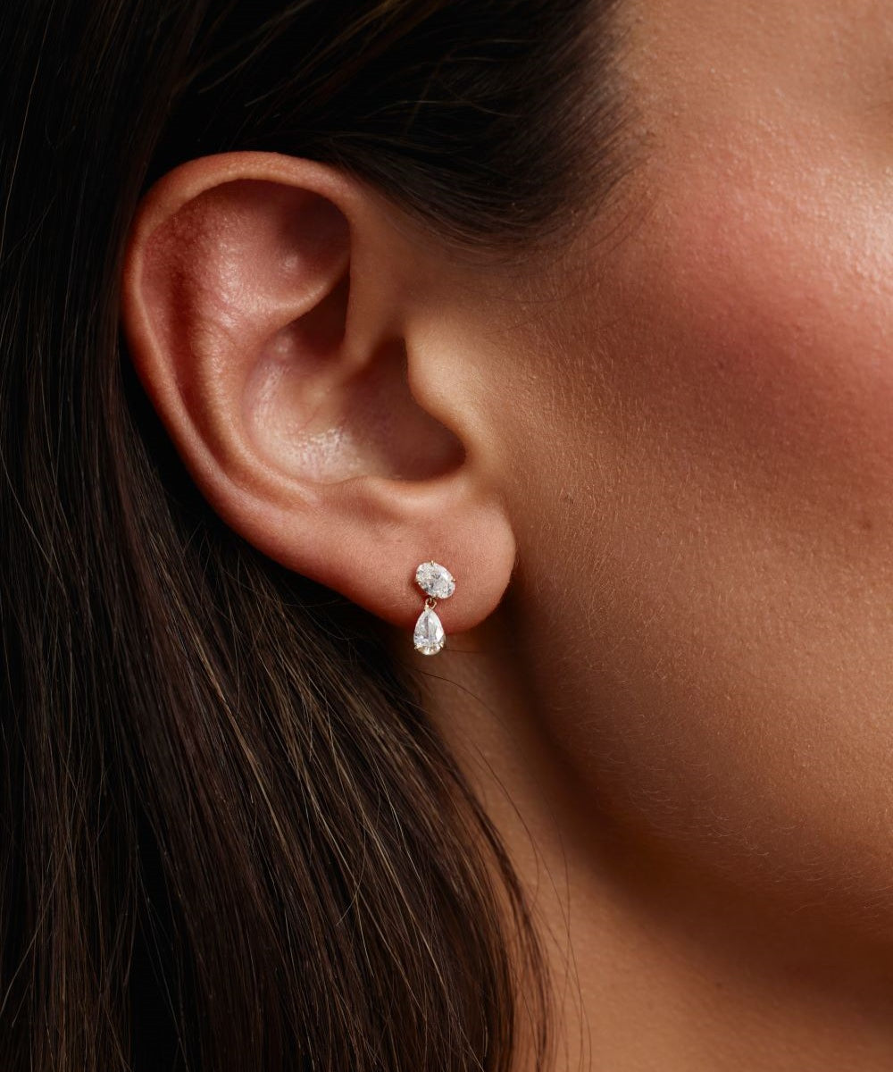 Luna Oval and Pear Diamond Drop Earrings