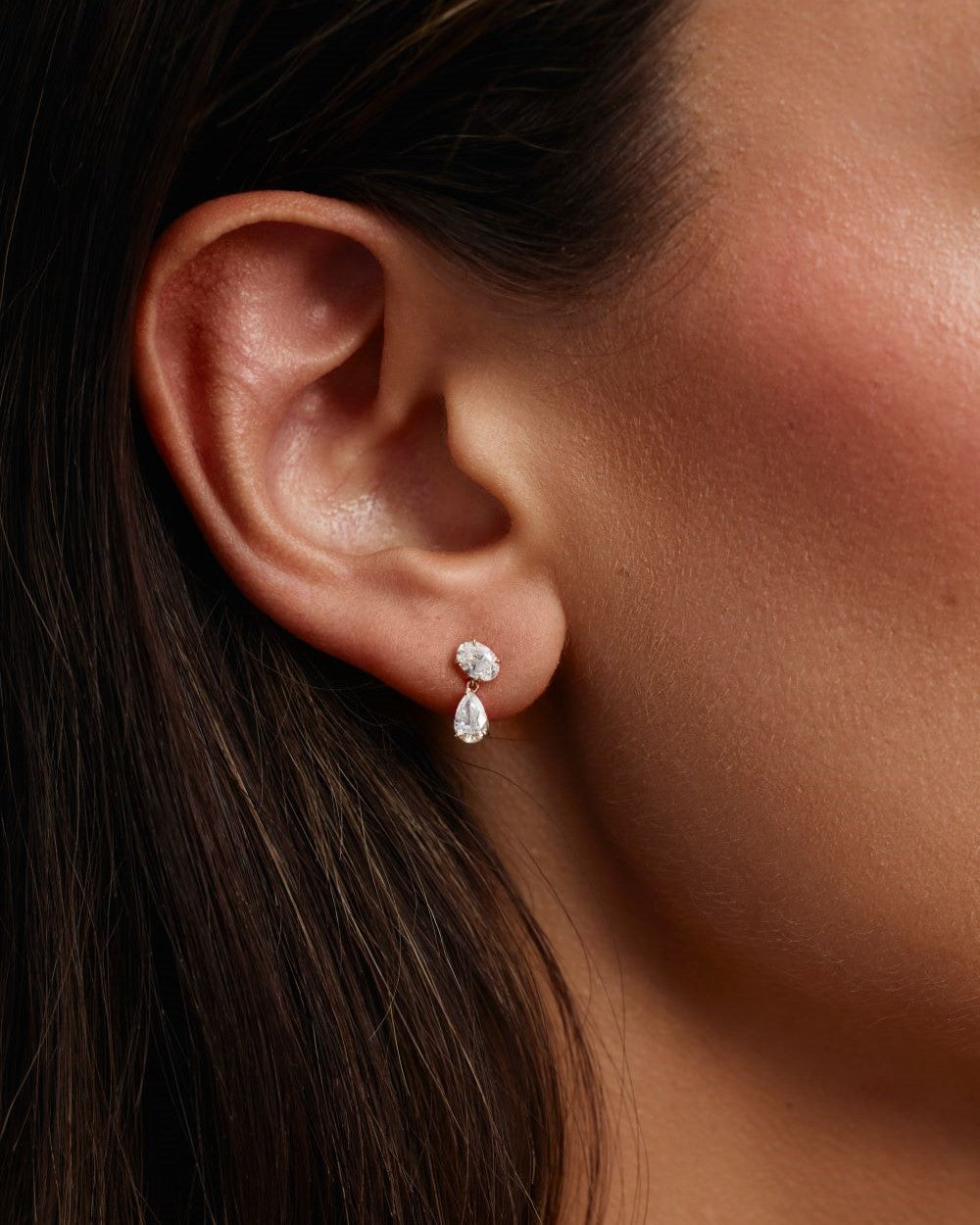 Luna Oval and Pear Diamond Drop Earrings