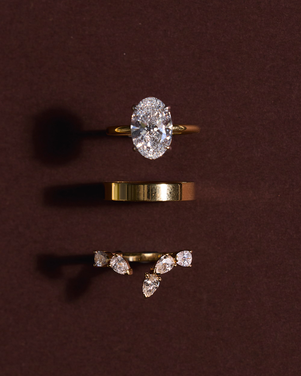 Maia 4mm Flat Wedding Ring stack 