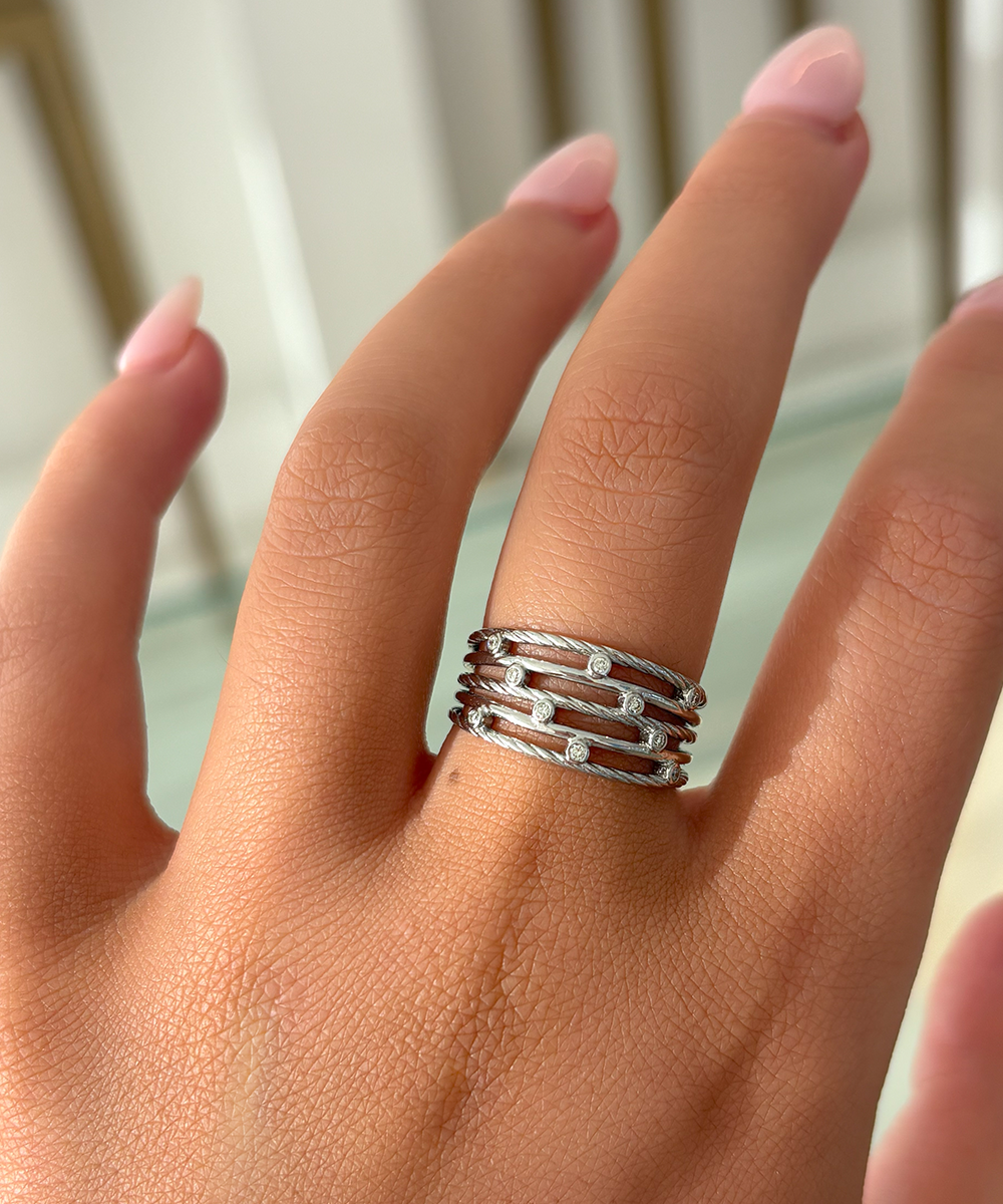 Patterned Wire Diamond Ring
