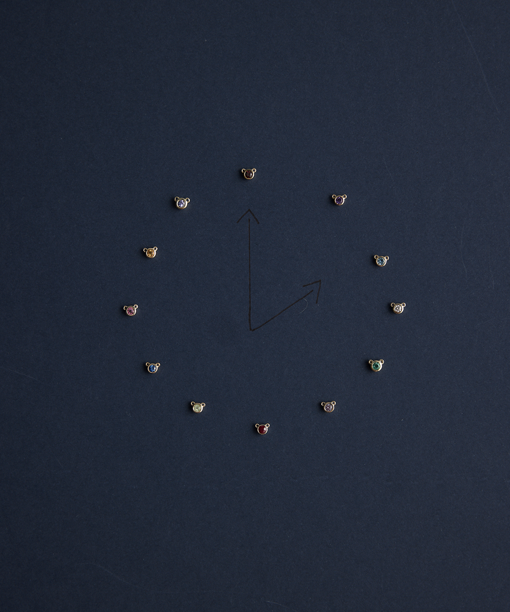 9ct gold birthstone necklace collection with bear head pendants in various gemstone colors
