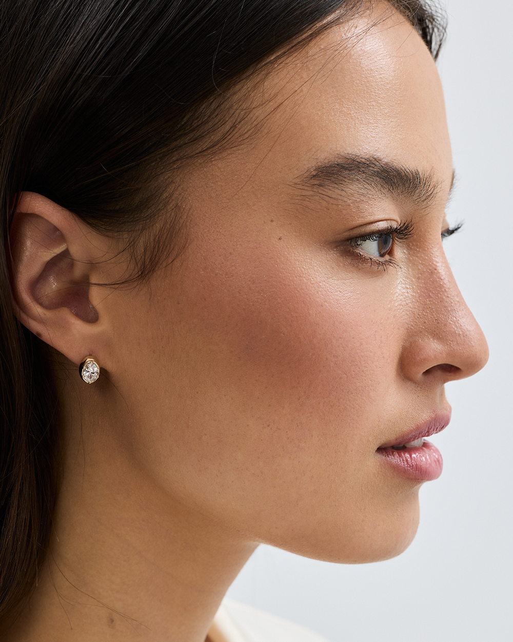 Cleo Oval Diamond Huggies Earrings