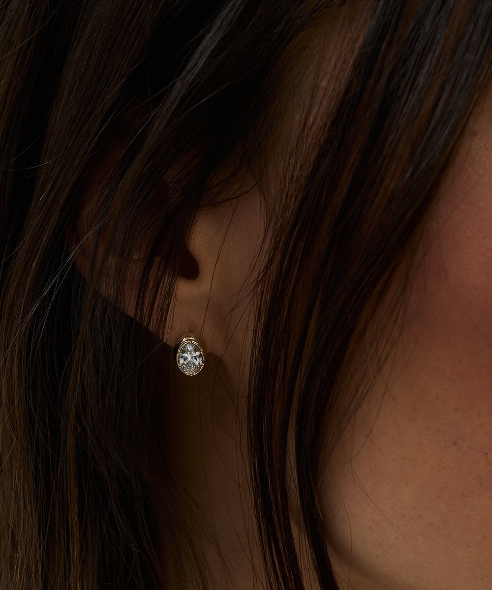 Cleo Oval Diamond Huggies Earrings