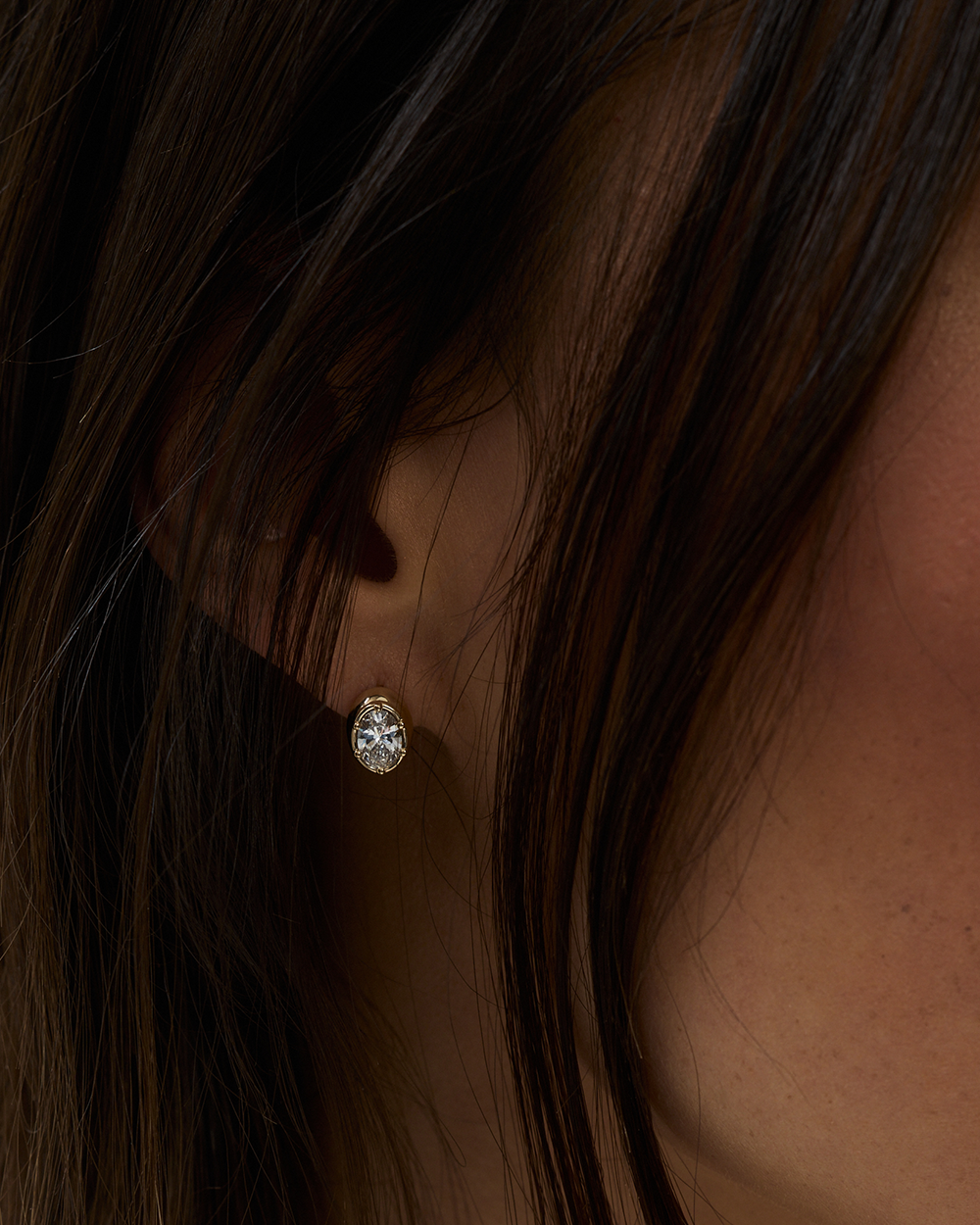 Cleo Oval Diamond Huggies Earrings