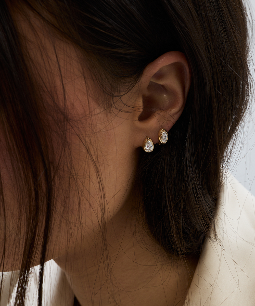 Cleo Pear Diamond Huggies Earrings