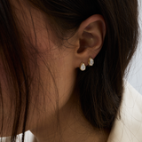 Cleo Pear Diamond Huggies Earrings