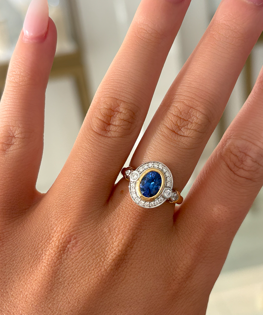 Two Tone Tanzanite & Diamond Ring