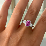 Pink Sapphire and Diamond Trilogy Ring