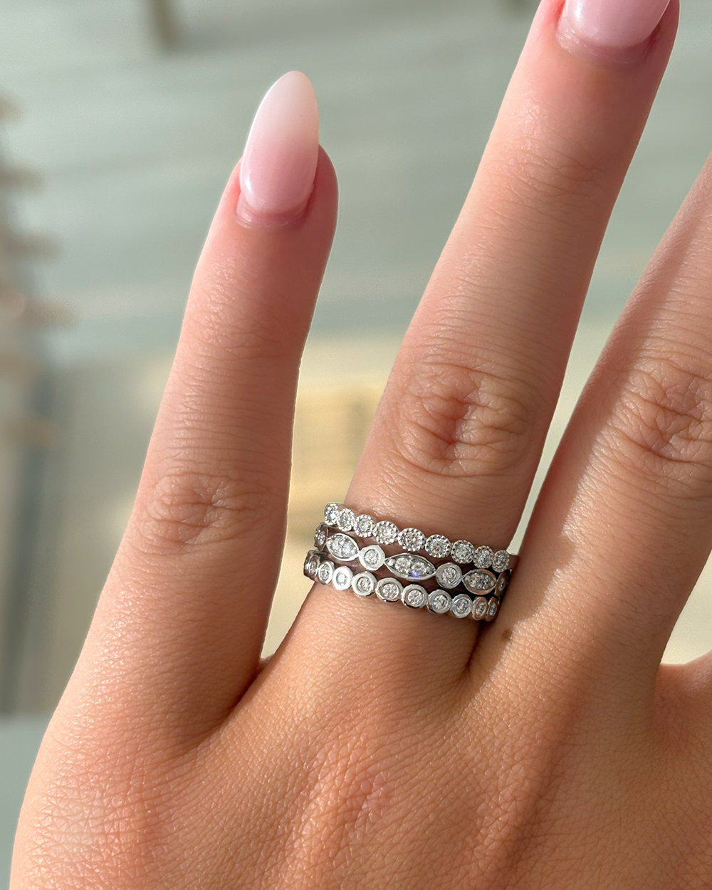 Round Bezel Set Diamond Band
