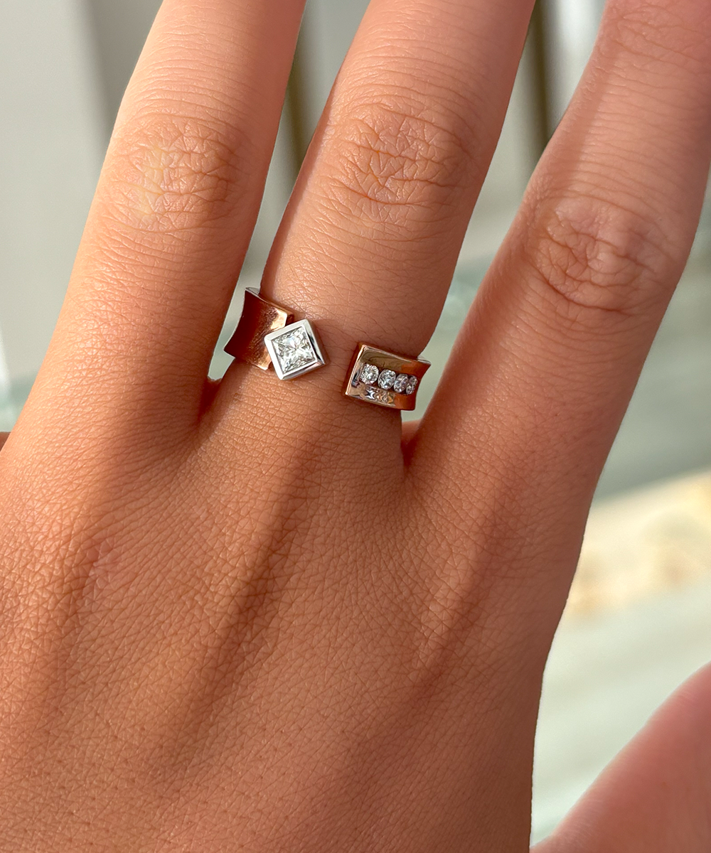 Open Wrap Princess Cut Diamond Ring