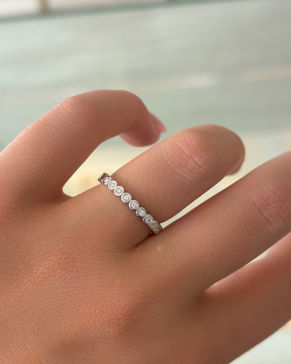 Round Bezel Set Diamond Band