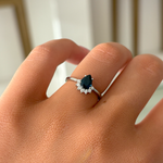 Pear Sapphire & Diamond Halo Ring
