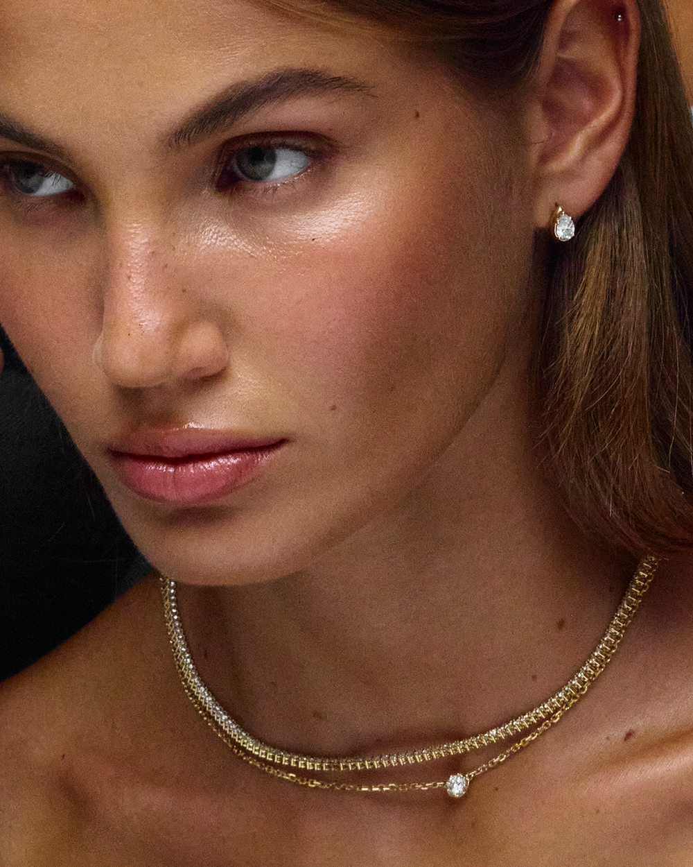 Cleo Pear Diamond Huggies