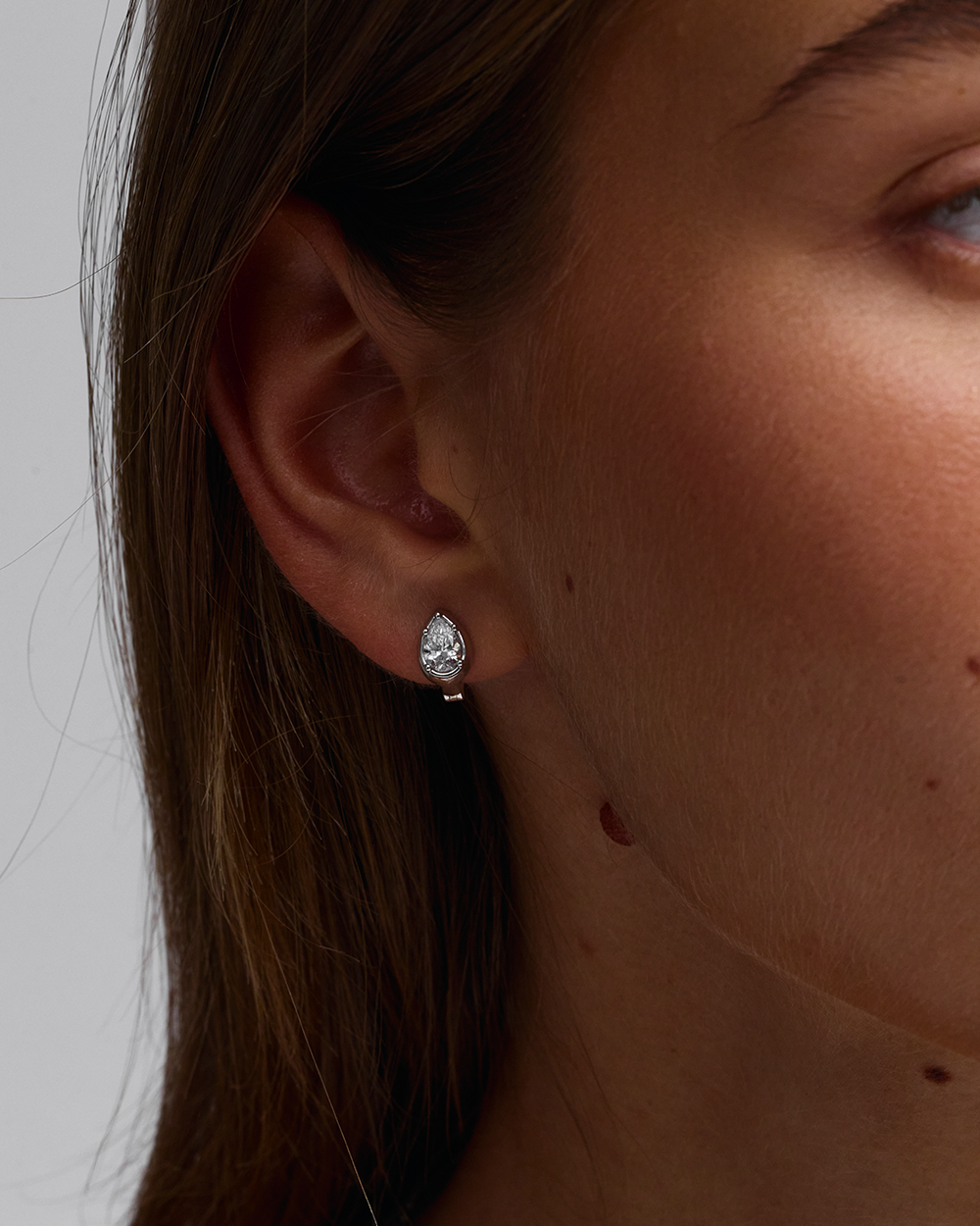 Cleo Pear Diamond Huggies