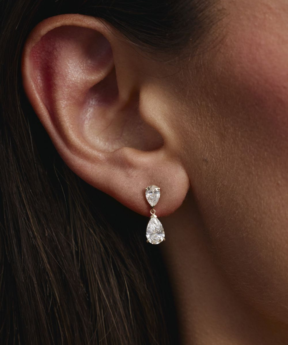 Sophia Double Pear Diamond Drop Earrings