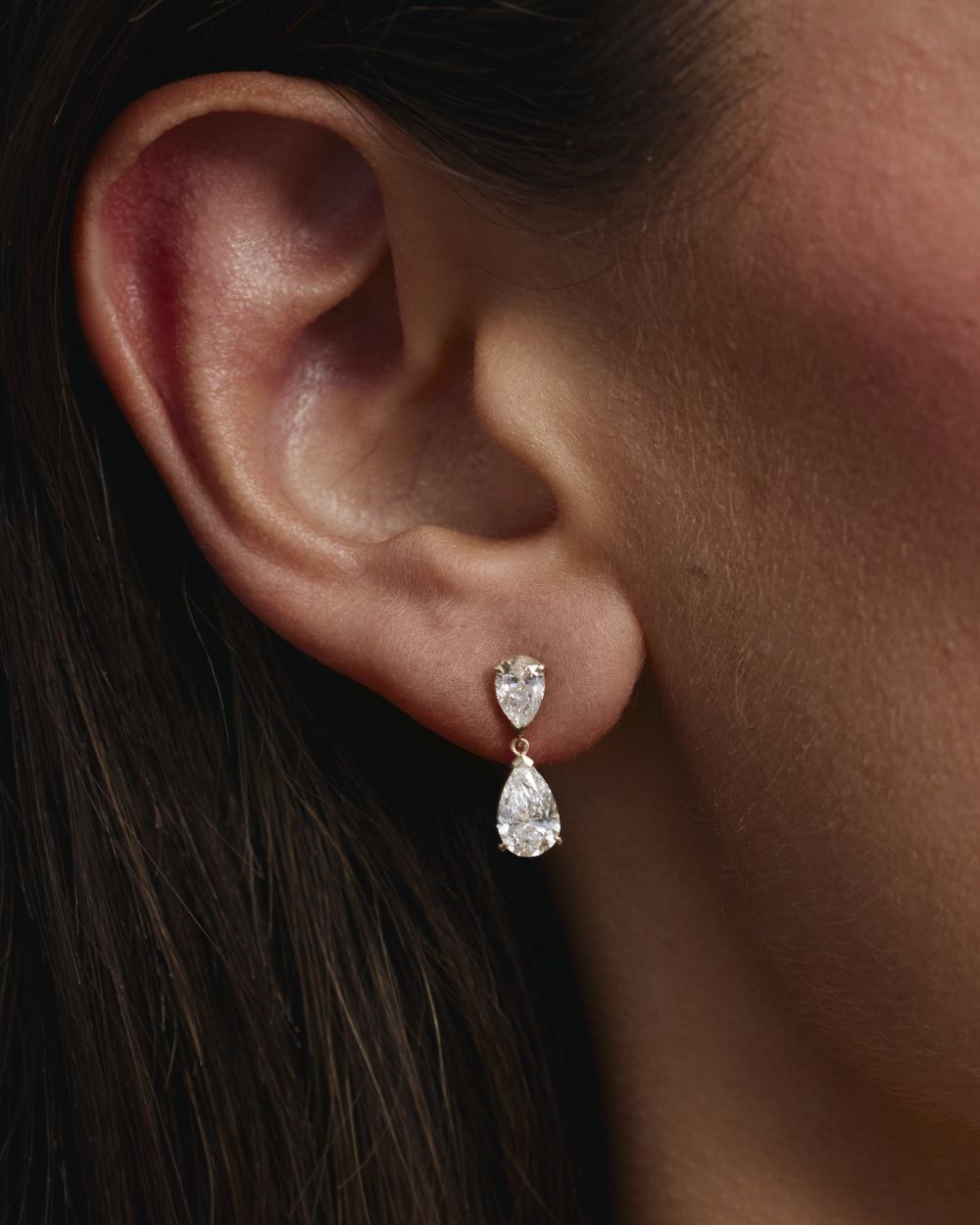 Sophia Double Pear Diamond Drop Earrings