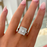 Princess Cut Diamond Ring with Diamond Halo