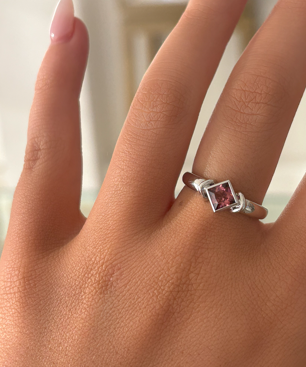Princess Cut Tourmaline Bezel Ring
