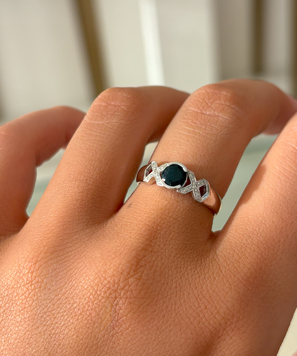 Sapphire and Diamond Hugs & Kisses Ring