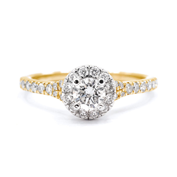 9ct Yellow Gold Round Brilliant Halo with Split Shoulders