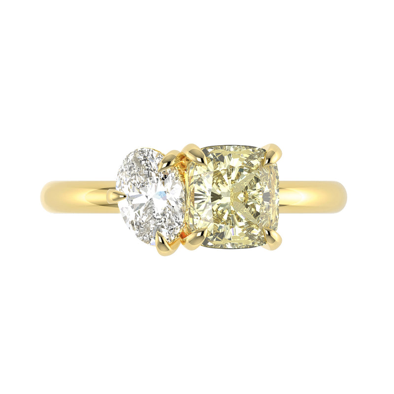 Yellow Sapphire & Diamond Toi et Moi Ring
