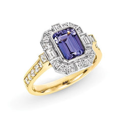 Tanzanite Fancy Diamond Halo Ring
