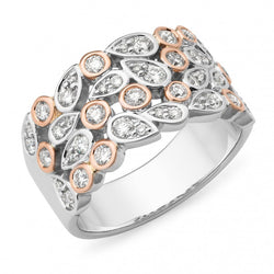 9ct White and Rose Gold Diamond Ring